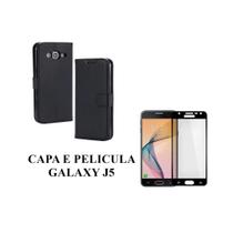 Capa Carteira Colorida E Pelicula Vidro 3D 9D Compatível J5 material sintético Capinha Case Celular