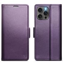 Capa carteira com bloqueio RFID para iPhone 15 Pro roxa