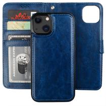 Capa Carteira com Bocasal Removível para iPhone 13 (6,1") - Azul