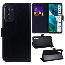 Capa Carteira com Flip Preta para Moto G82