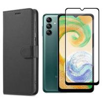 Capa Carteira com Flip Preta + Película de Vidro 3D Samsung Galaxy A14 5G TELA 6.6 - POP SHOP