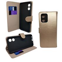 Capa carteira com porta cartões compatível com motorola moto e13 (tela: 6.5") (4g) cor:bege