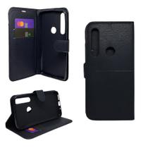Capa carteira com porta cartões compatível com motorola moto g8 play (tela: 6.2") (4g) cor:preta