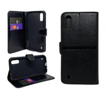 Capa carteira com porta cartões compatível com samsung galaxy a01 (tela: 5.7") (4g) cor:preta