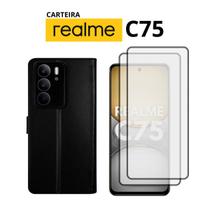 Capa Carteira Compativel Para Realme C75 + 2 Pelicula Vidro