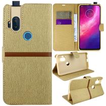 Capa Carteira Couro DOURADA Moto One Hyper XT2027-1 - Cell In Power25