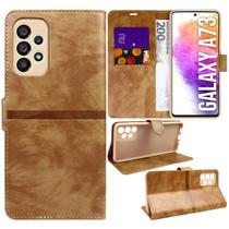 Capa Carteira Couro DOURADO compativel Galaxy A73 A736 6.7 - Cell In Power25