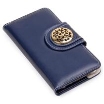 Capa carteira couro johari azul para iphone 14 pro max 6.7