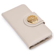 Capa carteira couro johari marfim para iphone 8 plus