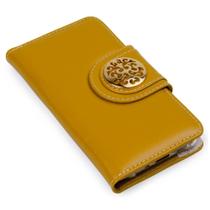 Capa Carteira Couro Johari Mostarda Para Samsung S23 Fe S711