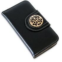 Capa carteira couro johari preto para iphone x xs