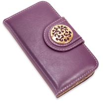 Capa carteira couro johari roxo para samsung a50 a505