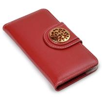 Capa Carteira Couro Johari Vermelho Para Iphone 15 6.1