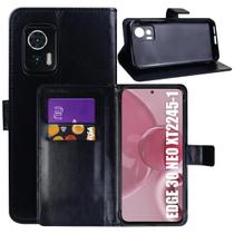 Capa Carteira Couro PRETA Compativel Moto Edge 30 Neo 6.3 XT2245 - Luiza Cell25 Capa Carteira Couro PRETA Compativel Moto Edge 30 Neo 6.3 XT2245 - Luiza Cell25