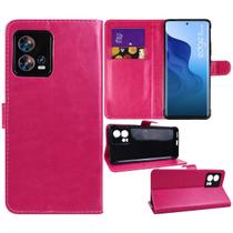 Capa Carteira Couro ROSA compatível Moto Edge 30 Fusion / S30 Pro - Luiza Cell25