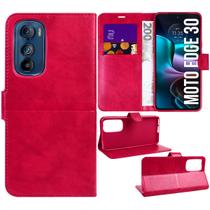 Capa Carteira Couro ROSA compativel Moto Edge 30 XT2203 6.5 - Luiza Cell25