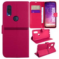 Capa Carteira Couro ROSA PINK Moto One Vision XT1970 6.3 - Cell In Power25 - Motorola