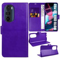 Capa Carteira Couro ROXA compativel Moto Edge 30 Pro XT2201 6.7 - Luiza Cell25