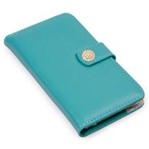 Capa carteira couro strass hortensia para iphone 14 plus 6.7