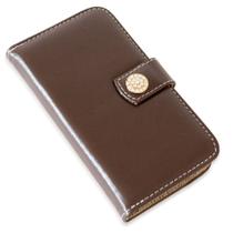 Capa carteira couro strass marrom para iphone 13 mini 5.4