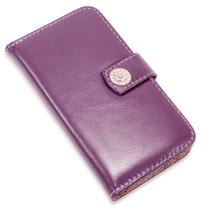 Capa carteira couro strass roxo para iphone 14 pro 6.1