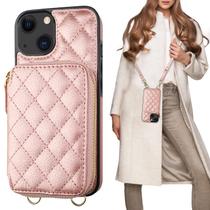 Capa Carteira Crossbody Bocasal para iPhone 13 (6,1") com Bloqueio RFID - Rosa