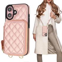 Capa Carteira Crossbody Bocasal para iPhone 16 (6,1") com Bloqueio RFID - Rosa