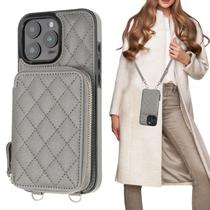 Capa Carteira Crossbody Bocasal para iPhone 16 Pro Max - Com Bloqueio RFID - Cinza