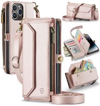 Capa Carteira Crossbody Strapurs para iPhone 14 Pro Max - Rose Gold Capa Carteira Crossbody Strapurs para iPhone 14 Pro Max - Rose Gold
