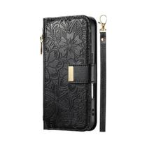 Capa Carteira De Couro Para iPhone 17 16E 16 15 14 13 12 pro Max Com Zíper, Compartimento Para