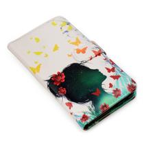 Capa carteira estampada butterflies para moto e7 plus xt2081
