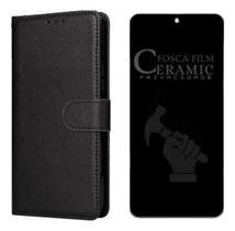 Capa Carteira Estojo Flip + Película Privacidade Fosca 9D Para Moto G54 Capa Carteira Estojo Flip + Película Privacidade Fosca 9D Para Moto G54