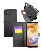 Capa Carteira Estojo Flip Preta para Samsung Galaxy A04