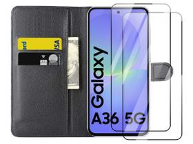 Capa Carteira Flip + 2 Películas 3D P/ Samsung A36 5G 6.7''