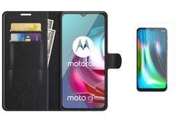 Capa Carteira Flip Antishock (PRETA) Porta Cartão P/ Moto G10 Moto G20 Moto G30 + Película de Nano Gel