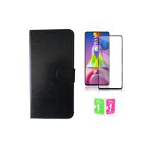 Capa Carteira Flip + Pelicula de Vidro 3D 9D Para Samsung Galaxy M51 6.7"