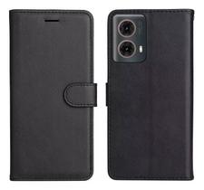 Capa Carteira Flip Preta Para Motorola Moto G85