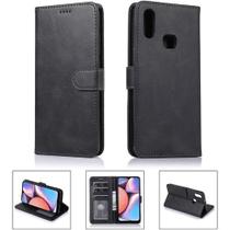 Capa Carteira Flip Preta para Samsung Galaxy A10s + Película 3D de Vidro Capa Carteira Flip Preta para Samsung Galaxy A10s + Película 3D de Vidro