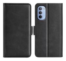 Capa Carteira Flip Preta + Película 3D Para Moto G52