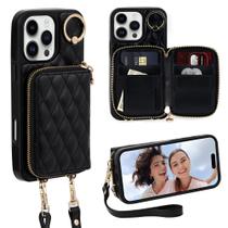 Capa Carteira Keallce para iPhone 16 Pro (6,3") com Bloqueio RFID - Preta