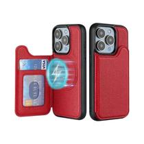 Capa Carteira Magnética De Couro Magsafe Com Suporte Para Cartões Para iPhone 17 16 15 14 13 12 pro