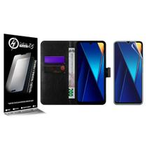 Capa Carteira material sintético Preto + Película De Hydrogel HD Para Xiaomi Poco C65 Tela 6.74 - Cell In Power25