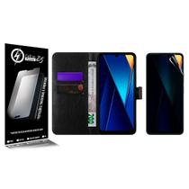 Capa Carteira material sintético Preto + Película De Hydrogel Privacidade Para Xiaomi Poco C65 Tela 6.74 - Cell In Power25
