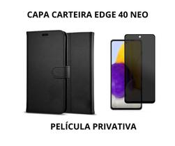 Capa Carteira Moto Edge 40 Neo + Película Preto