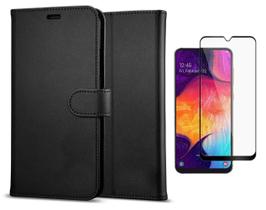 Capa Carteira Para Celular Galaxy A20s + Película De Vidro 3D