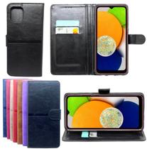 Capa Carteira Para Galaxy A03 + Pelicula Ceramica