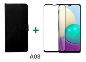 Capa Carteira Para Galaxy A03 + Película de Vidro 3D