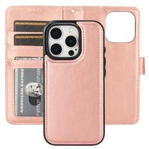 Capa Carteira para iPhone 16 Pro (6,3") - Ouro Rosa com Bocasal Removível