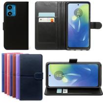 Capa Carteira Para Moto G04 G24 + Pelicula Vidro 3d