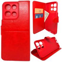 Capa Carteira para Motorola G15 (Tela de 6.72) Capinha Case Cor:Vermelho Capa Carteira para Motorola G15 (Tela de 6.72) Capinha Case Cor:Vermelho